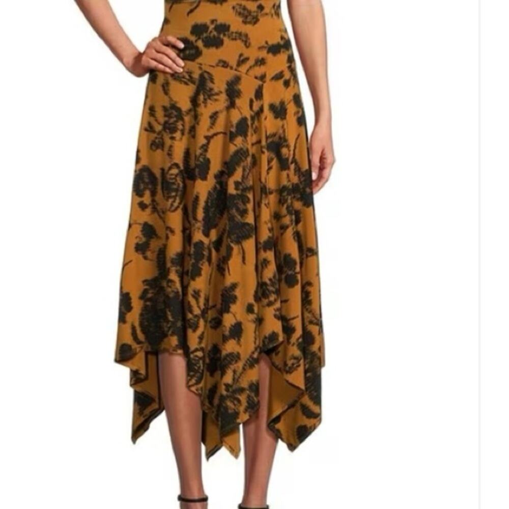 Bryn Walker Jersey Floral Wide Waistband A-Line Hem Pull-On Skirt XXS